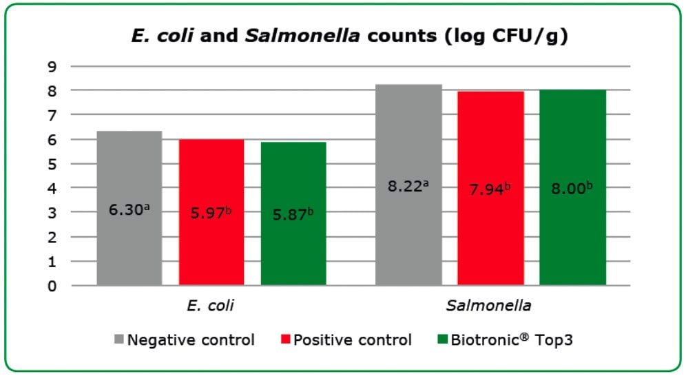 Recuentos de E. coli y Salmonella
