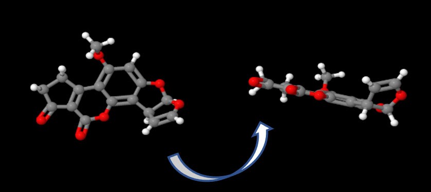 Figure 1a: Aflatoxins - Polarity, functional groups and planarity (Image source, ChemSpider SyntheticPages, 2001, http://cssp.chemspider.com/123)