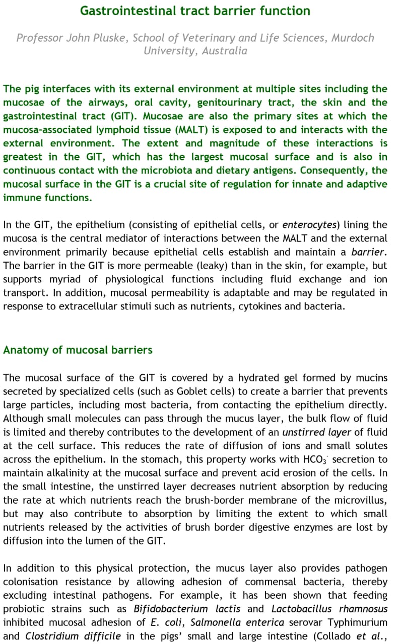 Gastrointestinal Tract Barrier Function