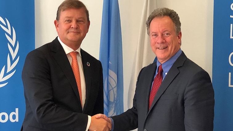 (L to R) Feike Sijbesma, DSM's CEO and David Beasley, WFP's Executive Director 