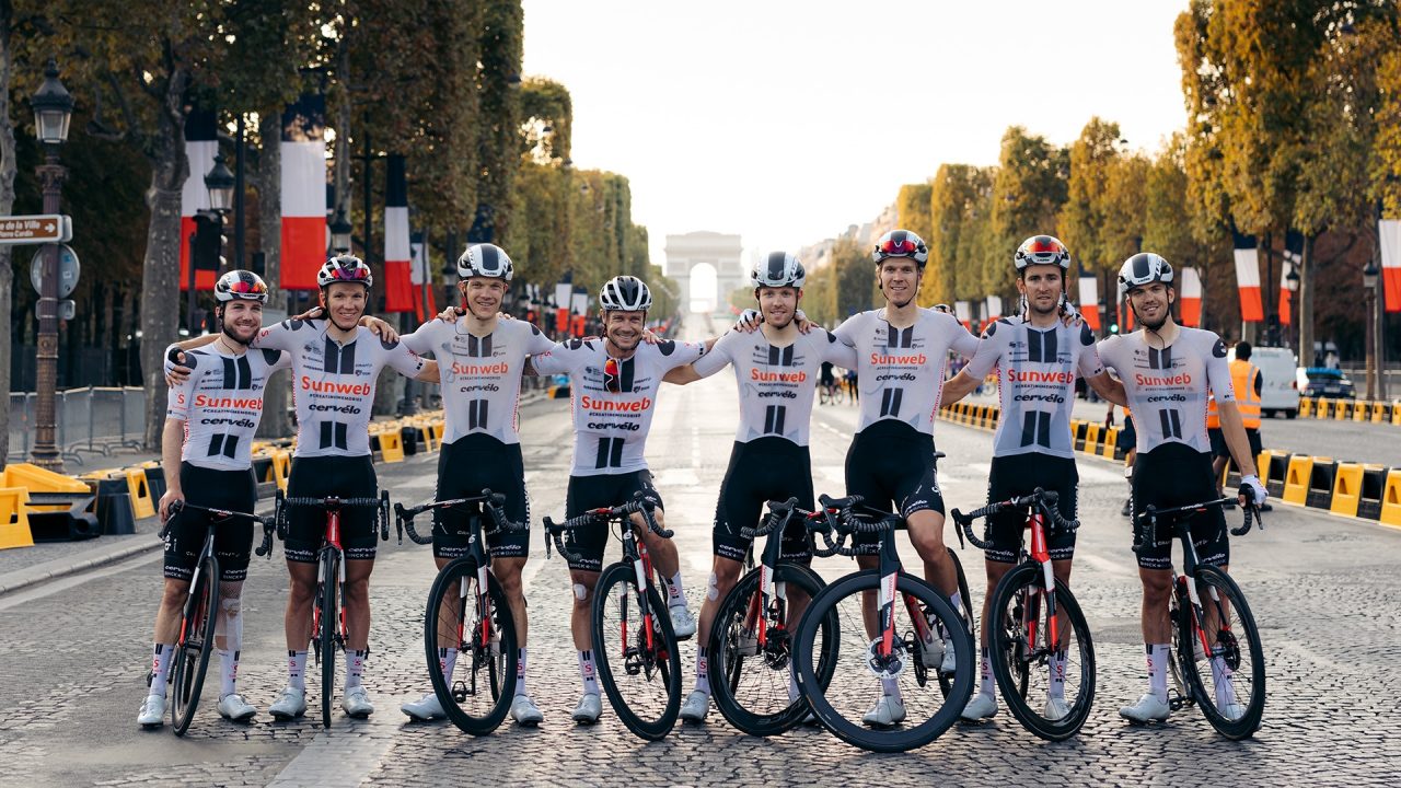 Team Sunweb 2020 in the Avenue des Champs-Élysées