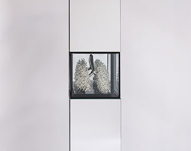 Itamar Gilbao (2019) , Lungs, silver chromed 3 D print, 25 x 25 x 25 cm