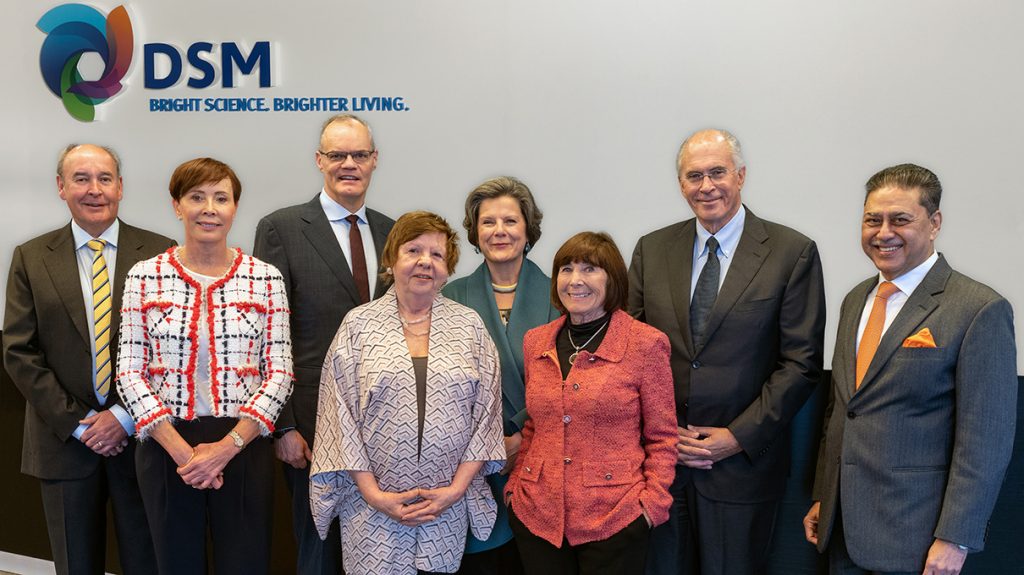 Foto de quatro homens e quatro mulheres lado a lado, representando o conselho fiscal da D S M.