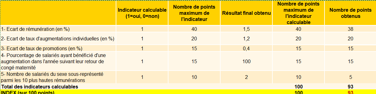 Calcul de l'index d'égalité professionelle femmes-hommes 2024